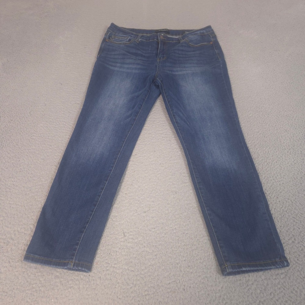 Judy Blue Jeans Womens 32 Blue Relaxed Fit Straight Leg Dark Wash Stretch Denim